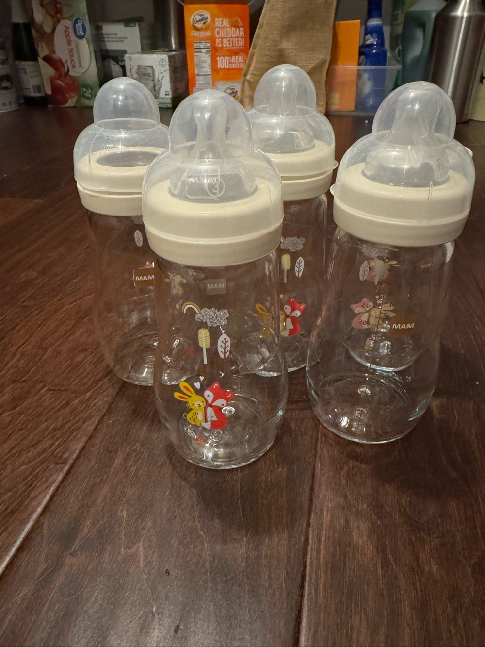 Set of 5 mam 8 oz feel good glass baby bottles